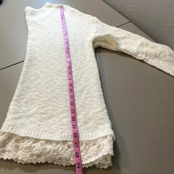 Pink Rose Boutique Womens 1X Plus White Lace Sweater Long Sleeve Shirt Neck Top - Picture 7 of 8